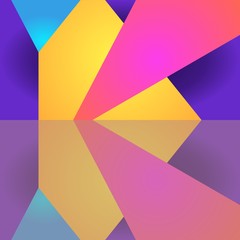 Beautiful banner with geometric pattern reflected in the mirror. Square vector illustration.