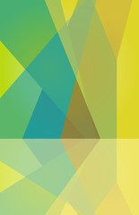 Green and yellow gradient layers overlap, cross and reflect. Background design. Abstract polygonal composition. Stylish vector print.