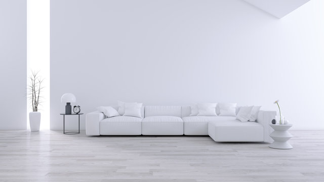  Spacious Modern and minimalis Living Room , black & white interior design  ,3d rendering