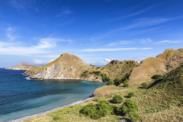 A rocky beach on the western side of Pulau Padar island in the Komodo National Park.