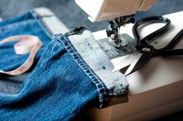 sewing denim jeans