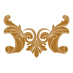 Golden vintage baroque ornament, corner. Retro pattern antique style acanthus.