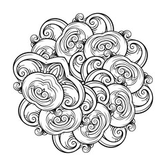 Vector abstract black and white ethnic mandala motif