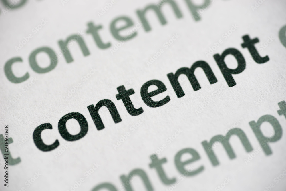 Wall mural word contempt printed on paper macro