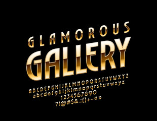 Vector Luxury Sign Glamorous Gallery. Golden Glossy Font.