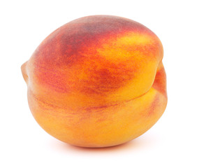 Fresh red and yellow peach fruit isolated on the white background with clipping path. One of the best isolated peaches that you have seen.