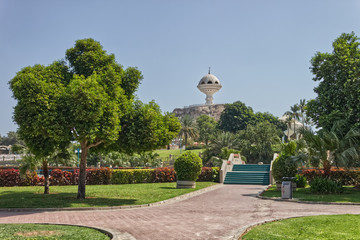 A photgraph of the Al Riyam park in the town of Muttrah in Oman.