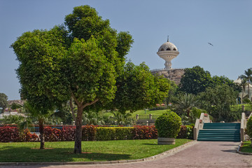 Obraz premium A photgraph of the Al Riyam park in the town of Muttrah in Oman.