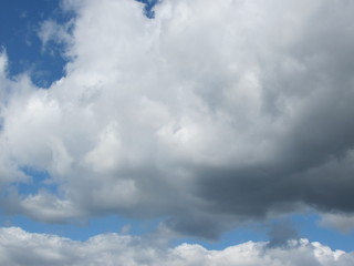 Blue sky with white cumulus clouds