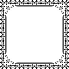 Classic vector black and white square frame with arabesques and orient elements. Abstract ornament with place for text. Vintage pattern