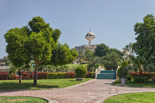 A photgraph of the Al Riyam park in the town of Muttrah in Oman.