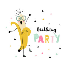 Birthday background with funny banana