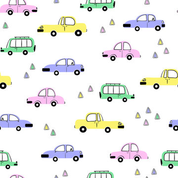 Seamless pattern with toy cars