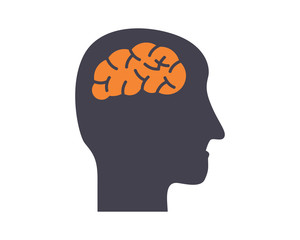 brain head silhouette brain think mind genius image vector icon logo