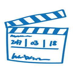 Handgezeichnete Filmklappe in dunkelblau