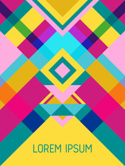 Cover page layout vector template geometric design with triangles and stripes pattern.