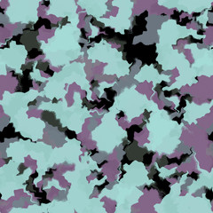 Seamless pattern camouflage design. Camo textile print watercolor effect. Ethnic fashion background.