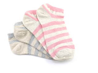 collection of colored socks isolate on white background