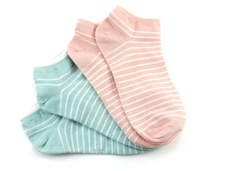collection of colored socks isolate on white background