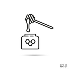 Honey stick and glass vector icon. Spa and grooming symbol.