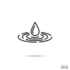 Drop falling in water vector icon. Spa, harmony and zen symbol.