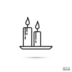 Candles on a tray vector icon. Spa and relaxation symbol.