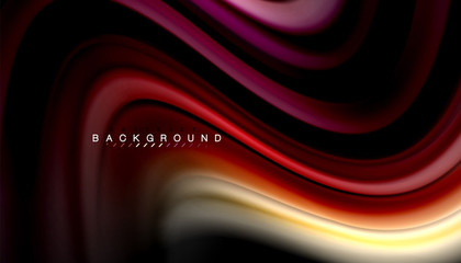Fluid colors abstract background, twisted liquid design on black, colorful marble or plastic wave texture backdrop, multicolored template for business or technology presentation or web brochure cover
