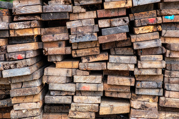 Aged Wood timber stacked for background
