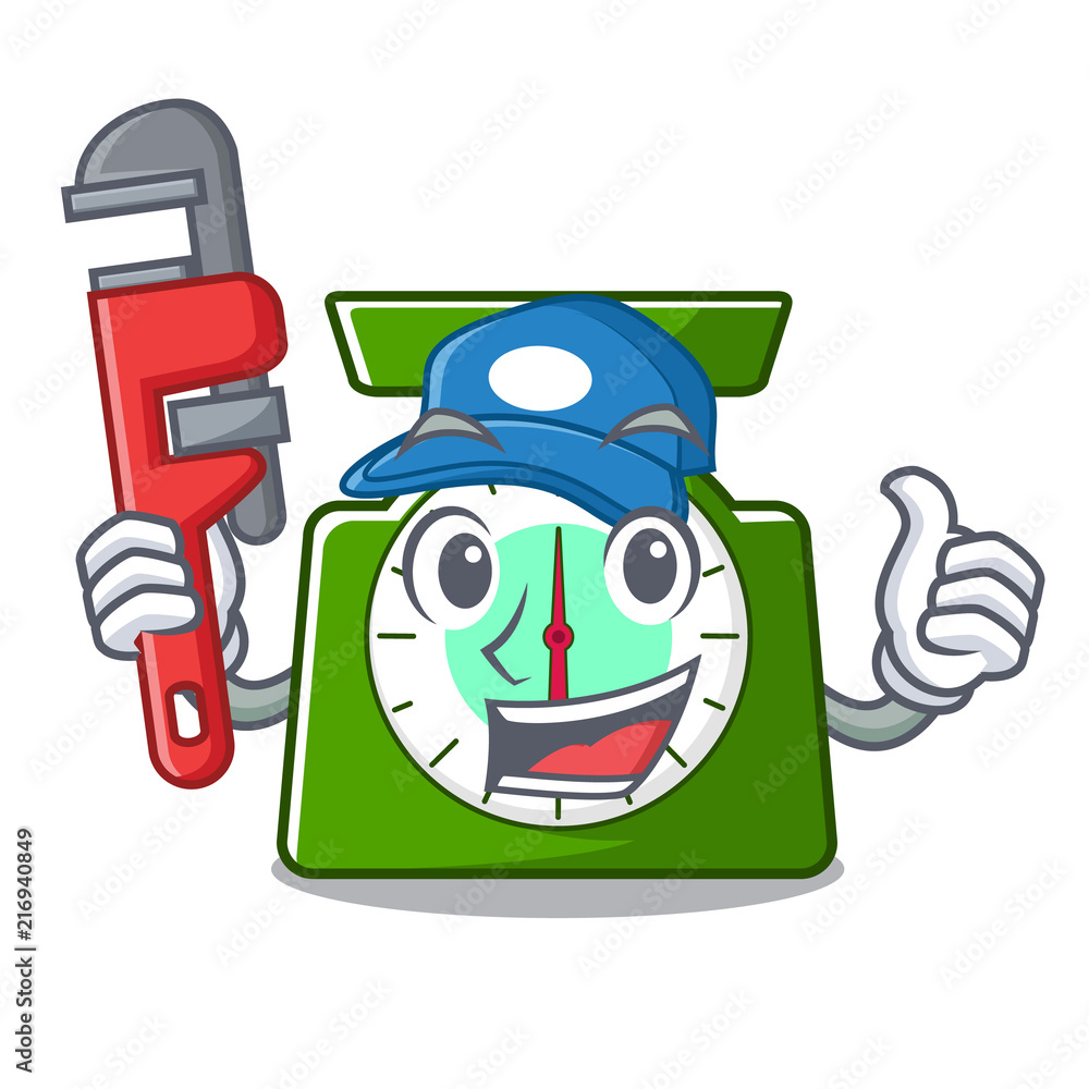 Wall mural plumber kitchen scale mascot cartoon