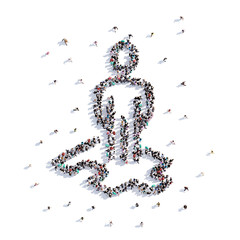 A lot of people form puzzles, business, icon . 3d rendering.