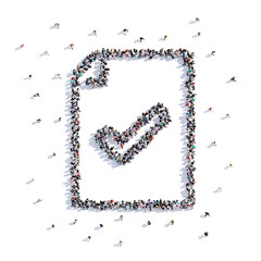 A lot of people form check marks, icon . 3d rendering.