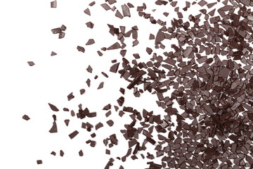 Chocolate sprinkles, granules isolated on white background and texture, top view