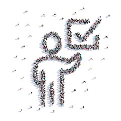 A lot of people form check marks, icon . 3d rendering.