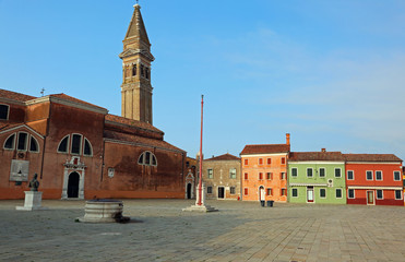 square of the island of Burano near Venice in Italy