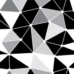 Vector Black and White Geometric Mosaic Triangles Repeat Seamless Pattern Background. Can Be Used For Fabric, Wallpaper, Stationery, Packaging.