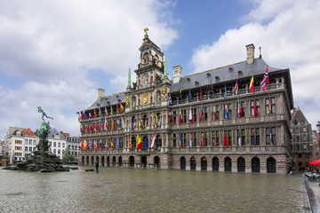 Fototapeta premium Market square in Antwerp, Belgium