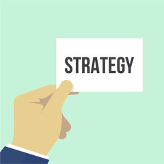 Man showing paper STRATEGY text