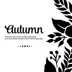 Autumn card with leaves hand draw vector illustration
