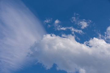 Blauer Himmel mit weißen Wolken im Sommer