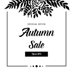 Collection autumn card with flower hand draw vector illustration