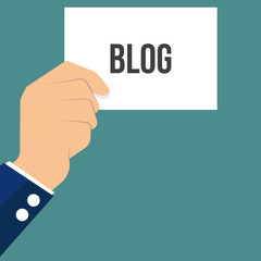 Man showing paper BLOG text