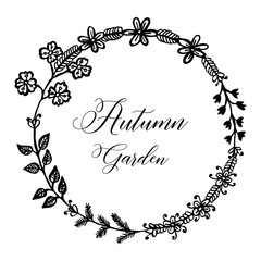 Autumn garden flower frame card collection vector illustration