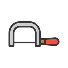 Fret saw, Filled outline icon, carpenter and handyman tool and equipment set