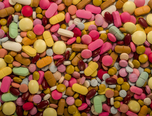 Stack of colorful pills 