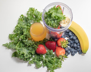 Strawberry, Juice, Kale, Banana, Blueberries