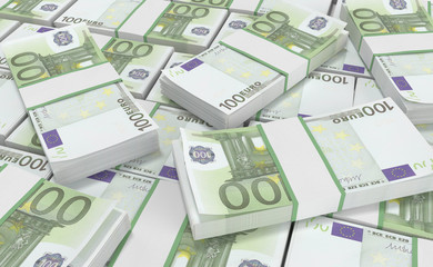3D realistic render of 100 Euro Money. euro cash background. Euro Money Banknotes