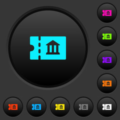 Museum discount coupon dark push buttons with color icons