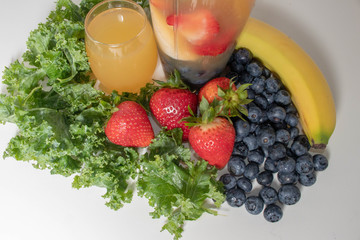 Birds Eye View of Portable Juicer Cup with Fruit