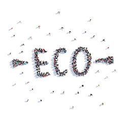 A lot of people form eco, ecology, icon . 3d rendering.