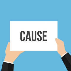 Man showing paper CAUSE text